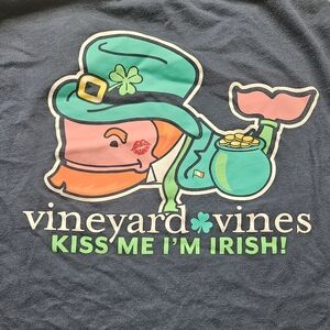 Vineyard Vines Youth Medium Long Sleeve Navy Blue Whale Tee St. Patrick's Day